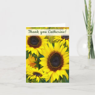 Cartão Sunny Ouro Sunflower Obrigado Amigo Cristão