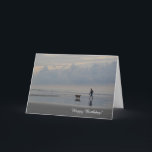 Cartão Sunrise Beach Walk Golden Retriever Birthday Card<br><div class="desc">A sunrise walk on the beach with a beautiful golden retriever. A photography print by vibrant and expressive artist,  Cheryl Kugler. www.cherylkugler.com</div>