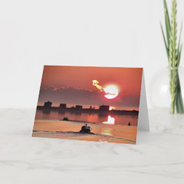 Cartão Sunrise over Plymouth MA harbor