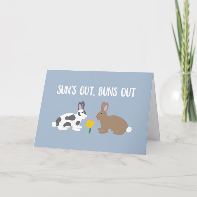 Cartão Sun's Out, Bun's Out Funny Rabbits Spring Easter (Frente)