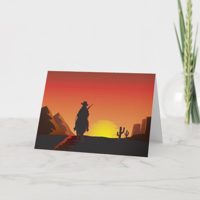 Cartão Sunset Cowboy Greeting Cards (Frente)