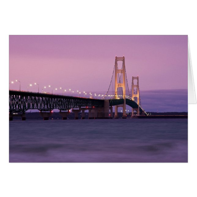 Cartão Sunset da ponte Mackinac (Frente Horizontal)