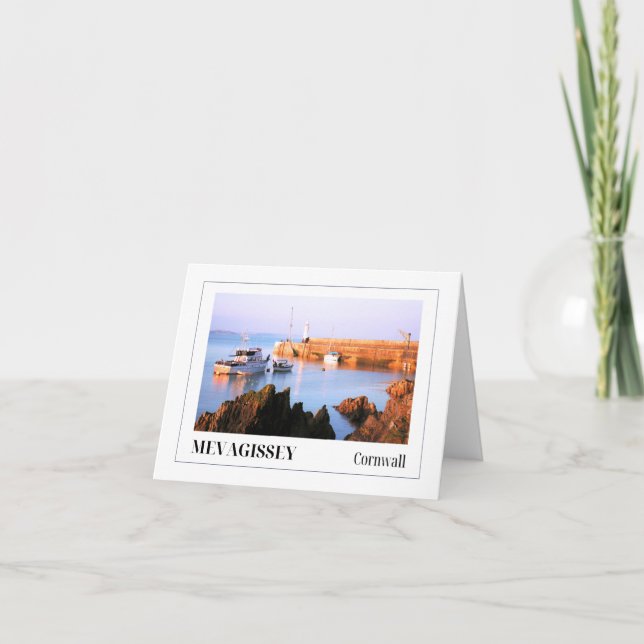 Cartão Sunset em Mevagissey Harbor, Cornwall (Frente)