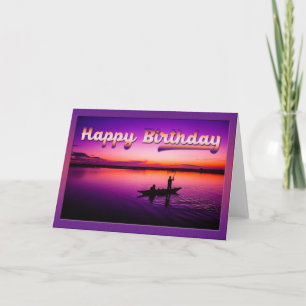 Cartão Sunset Fishing Birthday Greeting Card