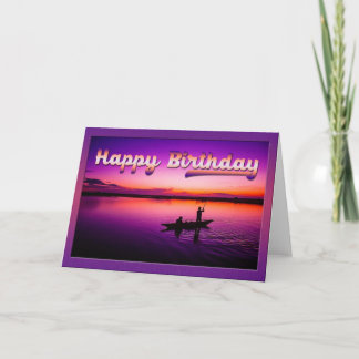 Cartão Sunset Fishing Birthday Greeting Card
