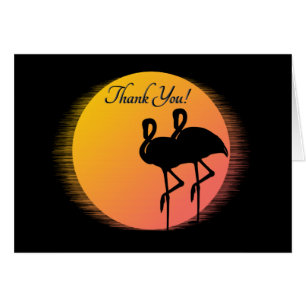 Cartão Sunset Flamingos Obrigado!