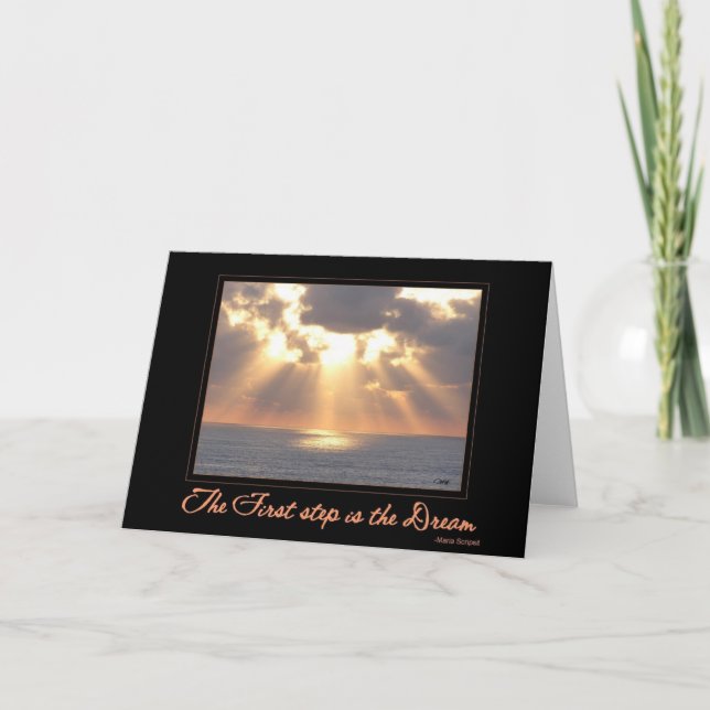 Cartão Sunset Inspiration card:  First Step is the Dream (Frente)