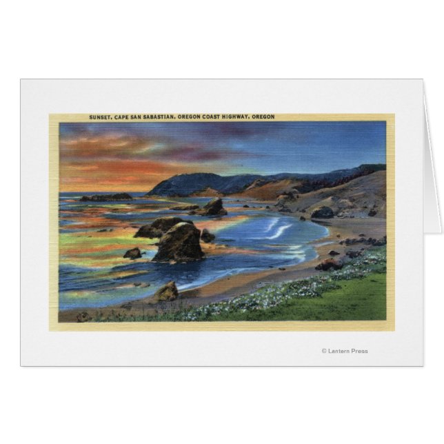 Cartão Sunset no Cabo San Sabastian no Oregon (Frente Horizontal)