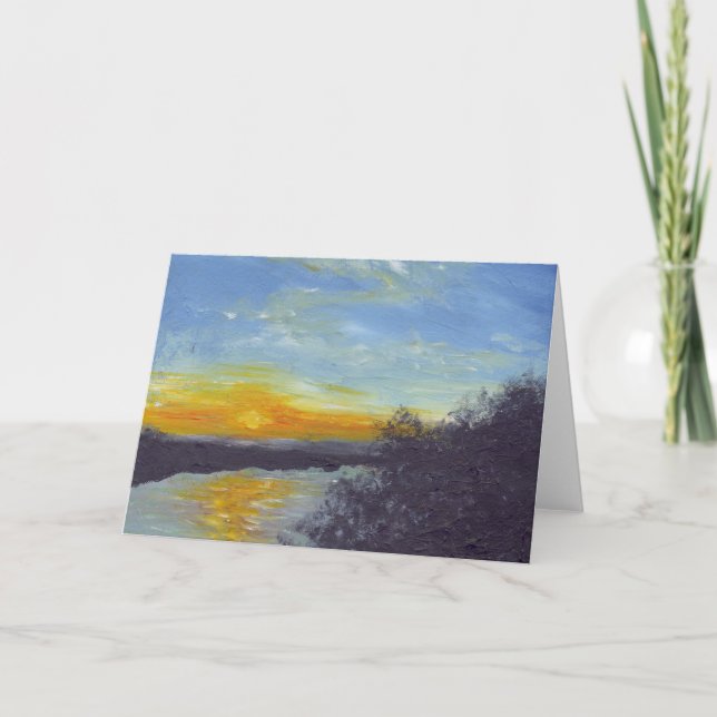 Cartão Sunset Over the Mississippi Greeting Card (Frente)