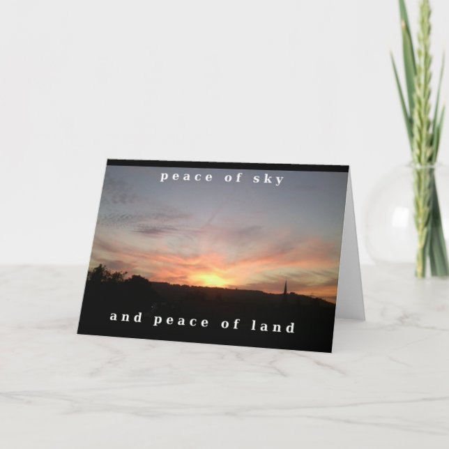 Cartão Sunset Photo Greeting Card with Words of Peace (Frente)
