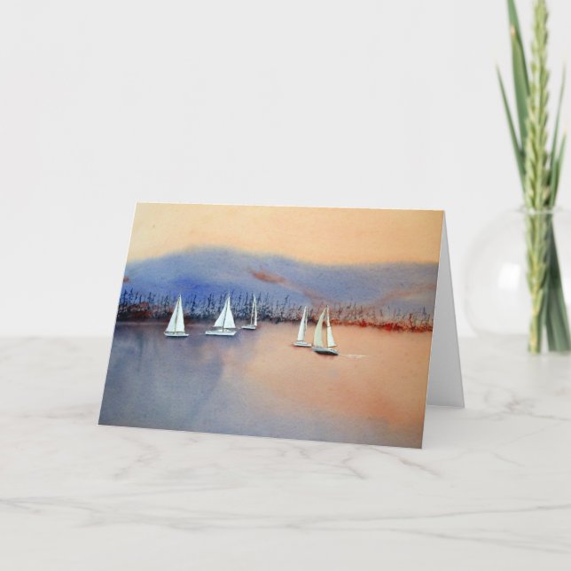 Cartão Sunset Sailboats Card (Frente)