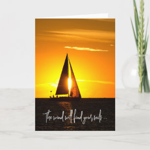 Cartão Sunset Sailing Pensando em você