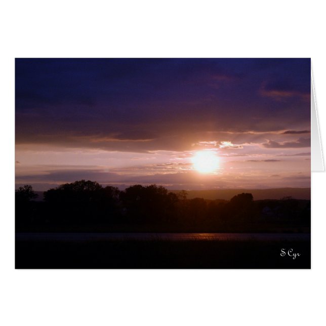 Cartão Sunset sobre Connecticut, S Cyr (Frente horizontal)