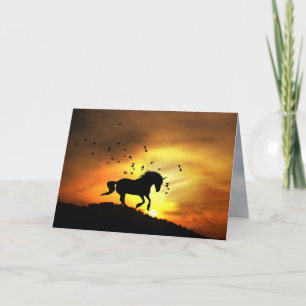 Cartão Super Bonito Unicórnio Correndo no Aniversário do