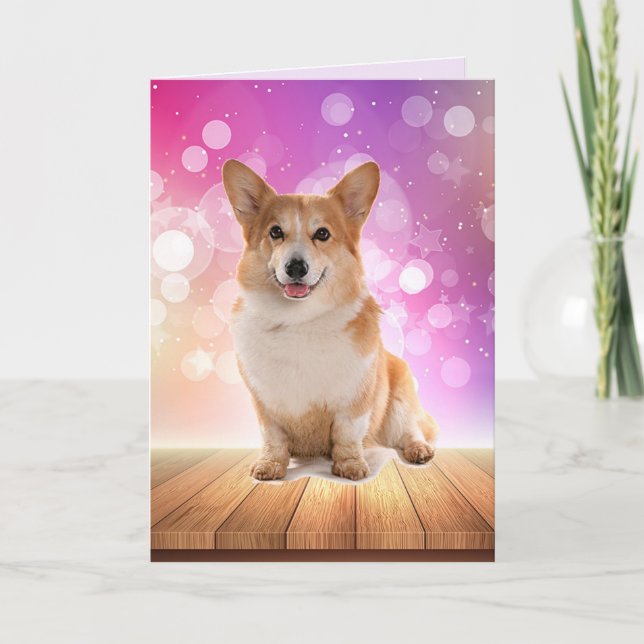 Cartão Super Cute Corgi Birthday (Frente)