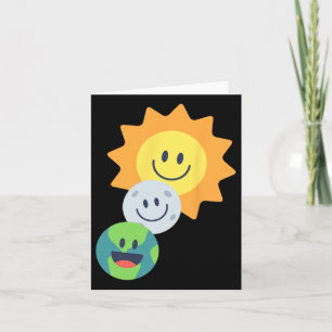 Cartão Super Cute Earth Moon Sun Solar Eclipse 2024 Engra