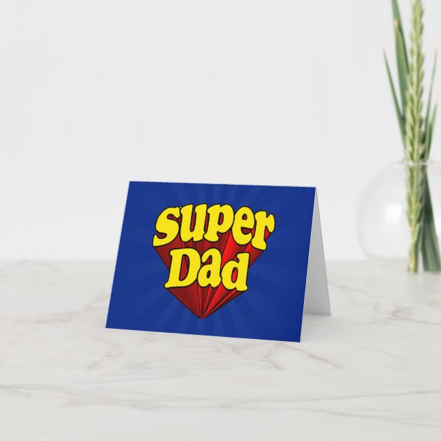 Cartão Super Dad, Superhero Red/Yellow/Blue Father's Day (Frente)