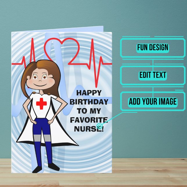 Cartão Super Enfermeira Aniversário (This lovely card is specifically for the friend or family member in your life who is a super nurse.)