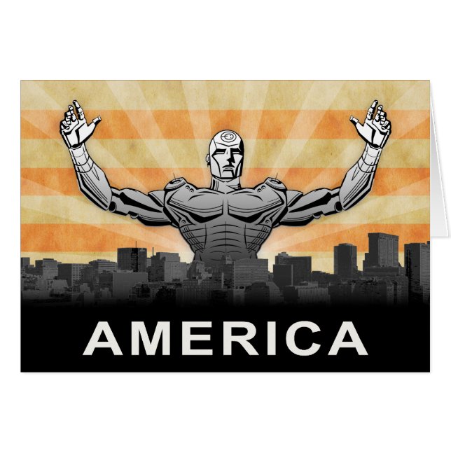 Cartão Super Hero Americano (Frente Horizontal)