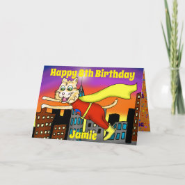 Cartão Super Hero Cat Greeting Card