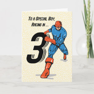 Cartão Super-herói aniversário de 3 anos de Menino Espe