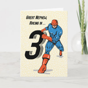 Cartão Super-herói do aniversário de 3 anos do Nethew d
