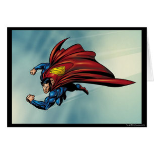 Cartão Super-homem voa com capa
