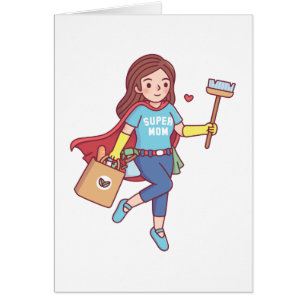 Cartão Super Mãe Com Escova, Feliz Dia das Mães Divertido