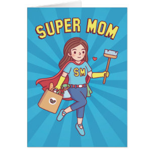 Cartão Super Mãe, Saudação Divertida do Dia das Mães