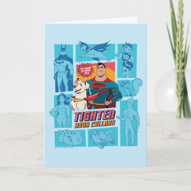 Cartão Super-Pets & Justice League - Aperte seus colares (Frente)