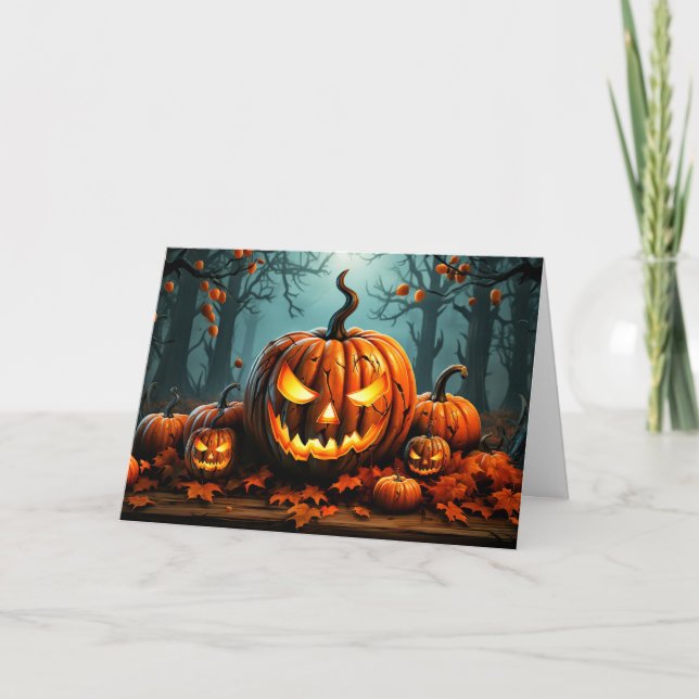Cartão Super Spooky Halloween Pumpkins (Frente)