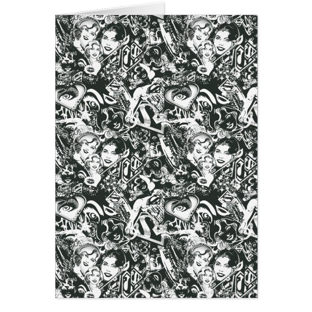 Cartão Supergirl Black and White Collage (Frente)