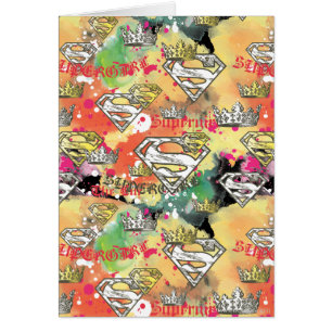 Cartão Supergirl Crown Pattern