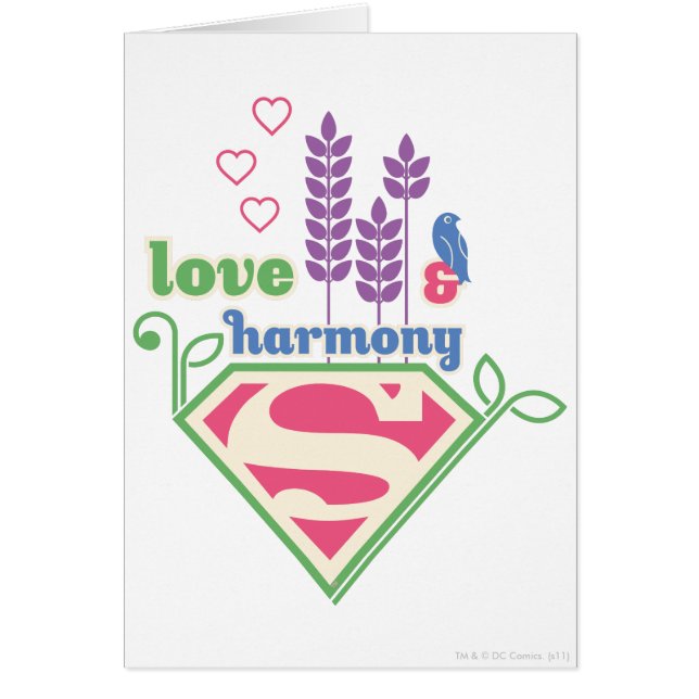 Cartão Supergirl Love & Harmony (Frente)