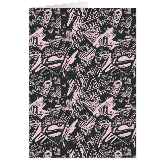 Cartão Supergirl Pink e Black Scribbles (Frente)