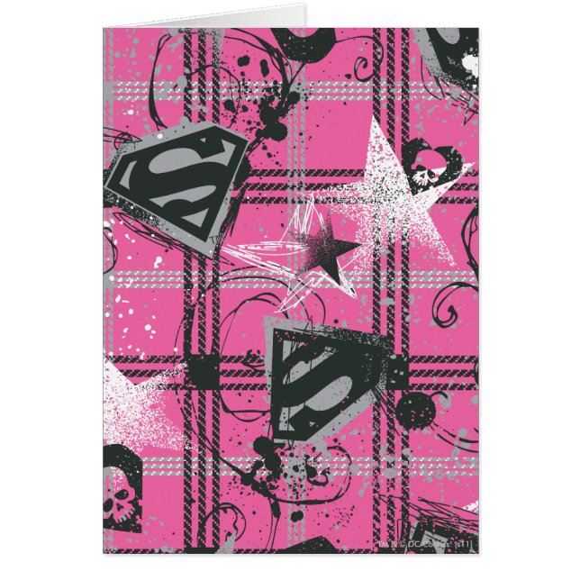 Cartão Supergirl Pink Splatter Square (Frente)