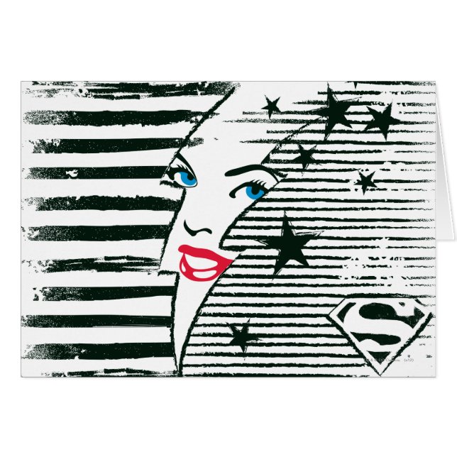 Cartão Supergirl Relâmpago com Rosto (Frente Horizontal)