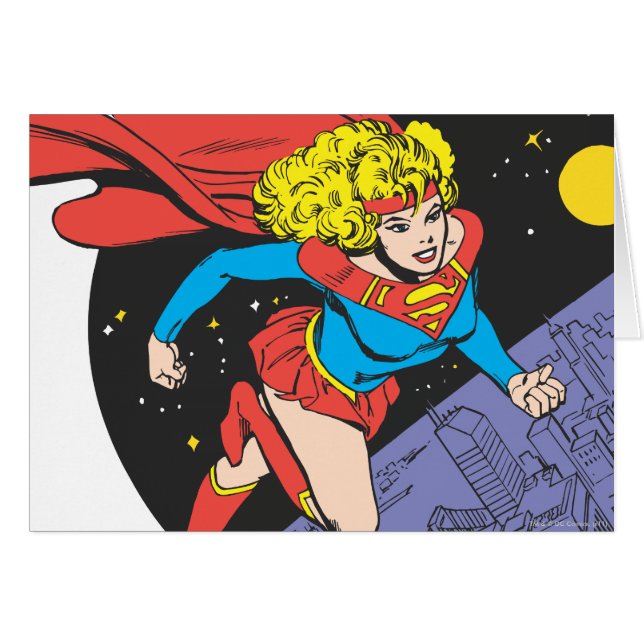 Cartão Supergirl salta no espaço (Frente Horizontal)