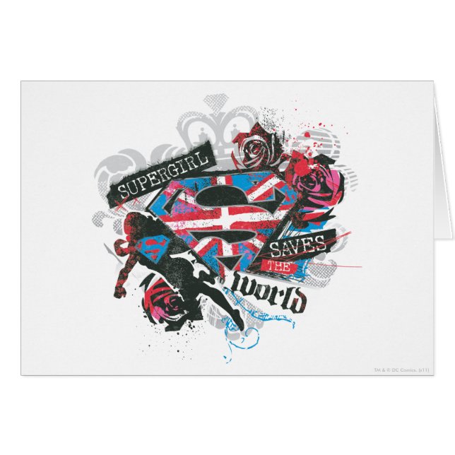 Cartão Supergirl salva o mundo (Frente Horizontal)