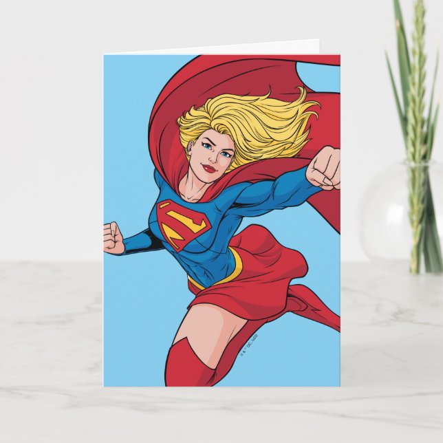 Cartão Supergirl Stance Adorável (Frente)