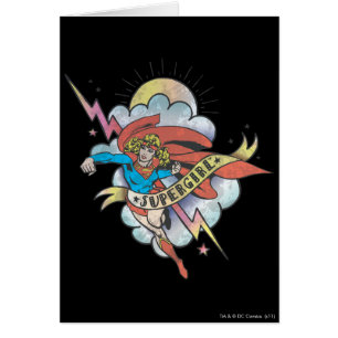 Cartão Supergirl Voando Relâmpago Tatuagem