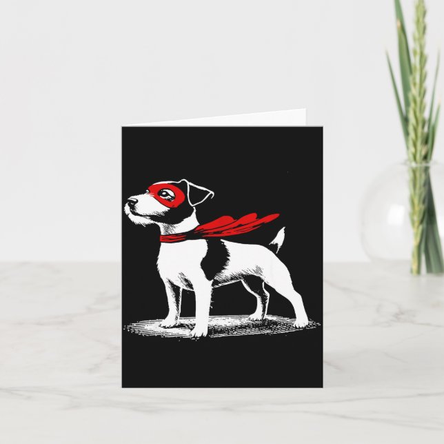 Cartão Superhero Dog Cape Illustration Funny Loyal Pet He (Frente)