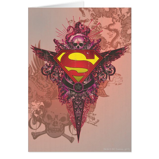 Cartão Superman Estilizado | Logotipo Grunge Design (Frente)