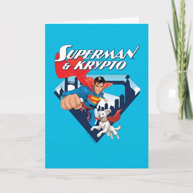 Cartão Superman & Krypto Soar (Frente)