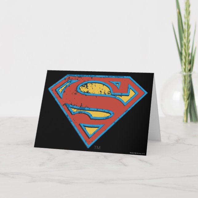 Cartão Superman S-Shield | Logotipo Azul de Grunge (Frente)