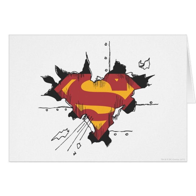 Cartão Superman S-Shield | Logotipo de metal quebrado (Frente Horizontal)