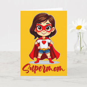 Cartão Supermom – Cute Mother Superhero Design