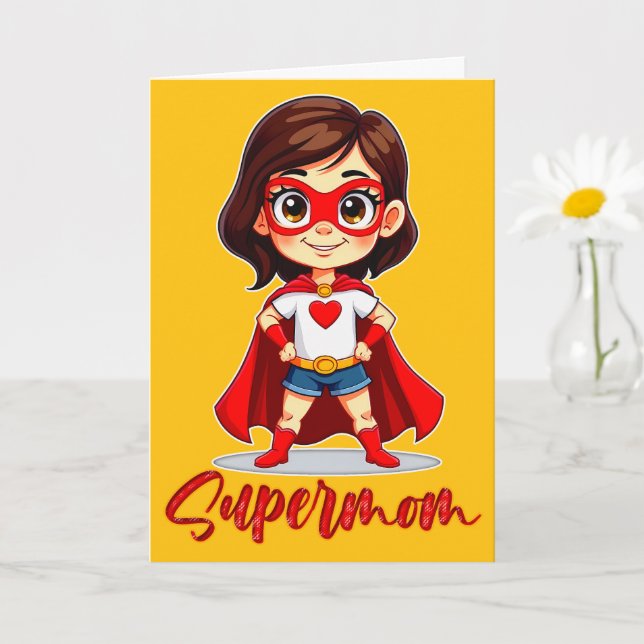 Cartão Supermom – Cute Mother Superhero Design (Planta pequena)