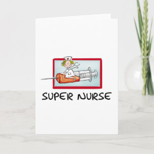 Cartão supernurse - Humorous Cartoon Nurse on Syringe.