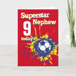 Cartão Superstar Nephew 9º aniversário esporte de futebol